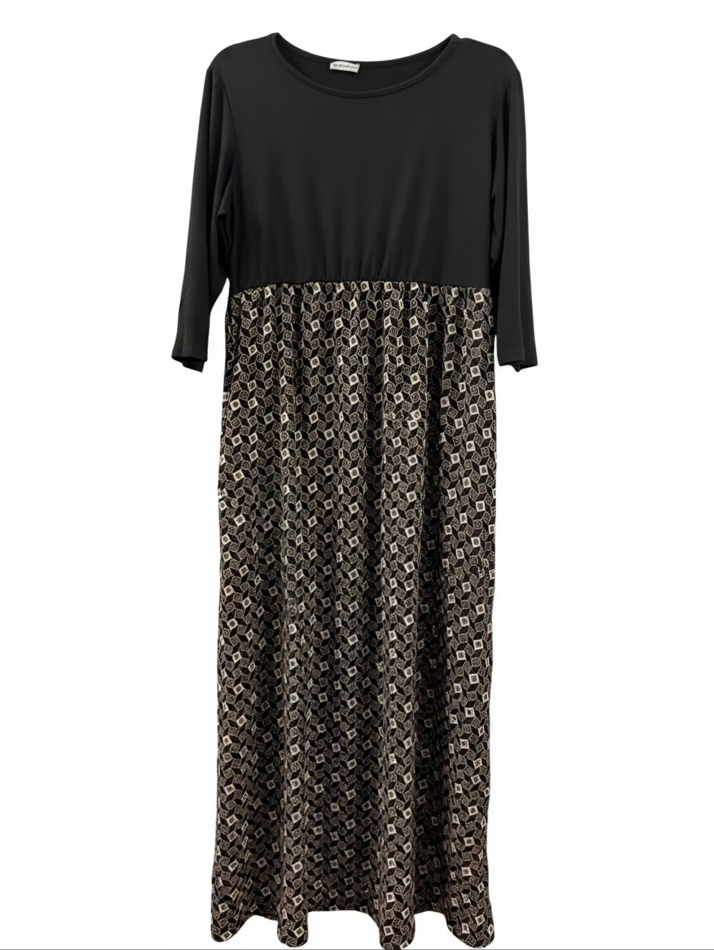 Geometric Diamond Pattern Mixed Media Boho Long Maxi Dress XL